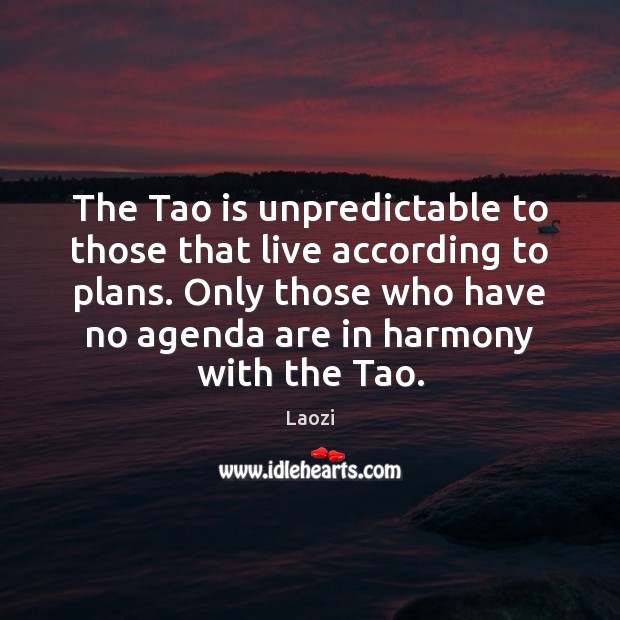 The Tao is unpredictable to those that live according to plans. Only Laozi Picture Quote