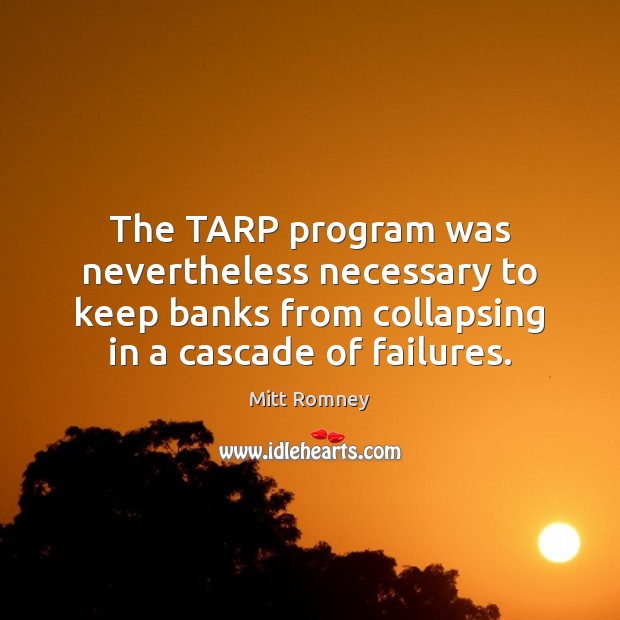 The TARP program was nevertheless necessary to keep banks from collapsing in Image