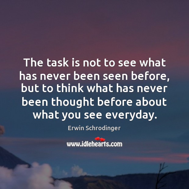 The task is not to see what has never been seen before, Erwin Schrodinger Picture Quote