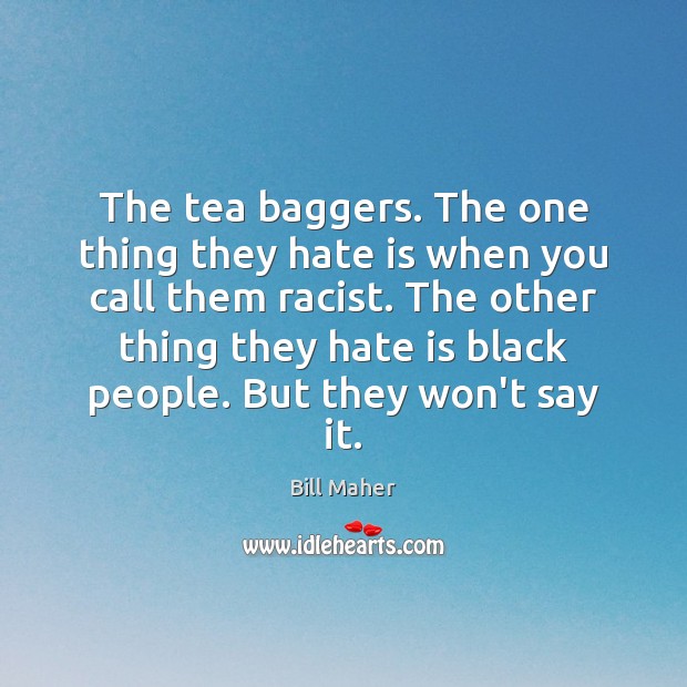 The tea baggers. The one thing they hate is when you call Bill Maher Picture Quote