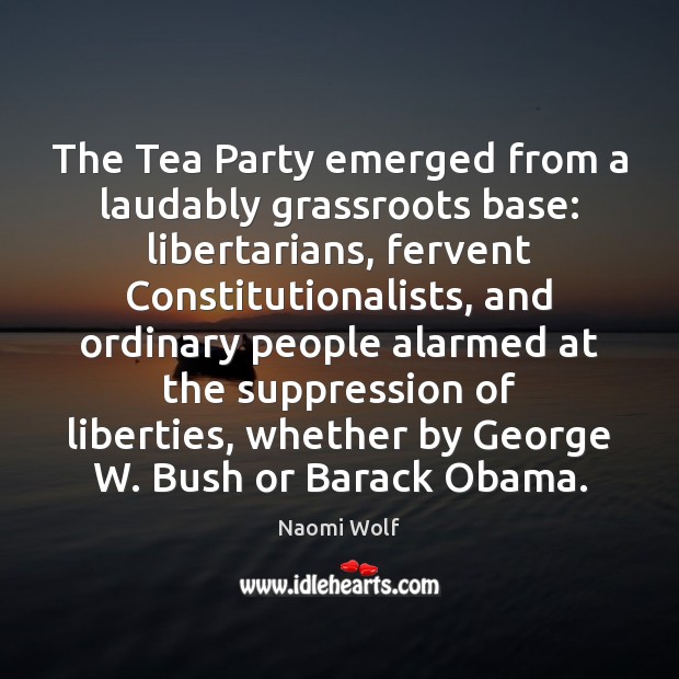 The Tea Party emerged from a laudably grassroots base: libertarians, fervent Constitutionalists, Image