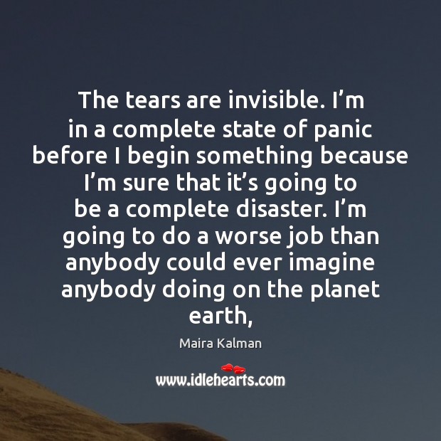 The tears are invisible. I’m in a complete state of panic Maira Kalman Picture Quote
