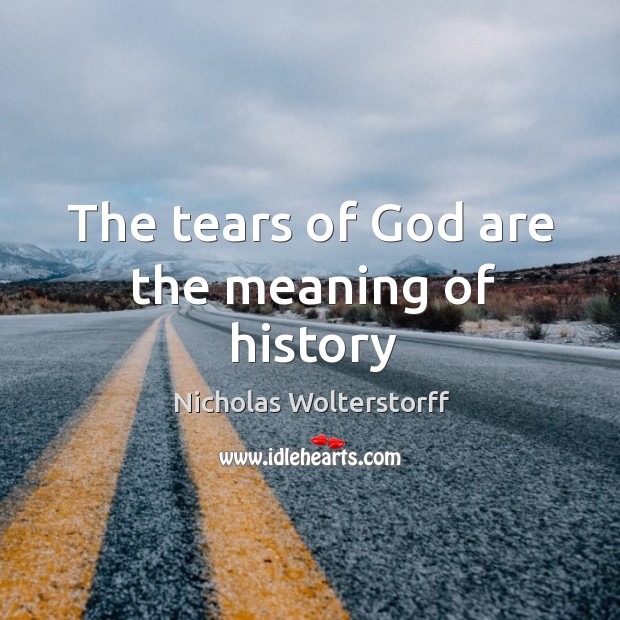 The tears of God are the meaning of history Nicholas Wolterstorff Picture Quote