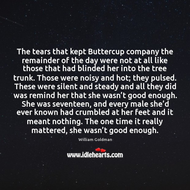 The tears that kept Buttercup company the remainder of the day were William Goldman Picture Quote