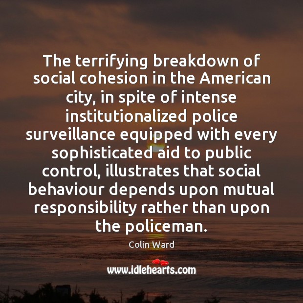 The terrifying breakdown of social cohesion in the American city, in spite Colin Ward Picture Quote
