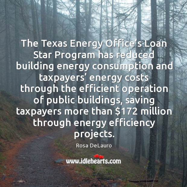 The texas energy office’s loan star program has reduced building energy consumption Rosa DeLauro Picture Quote