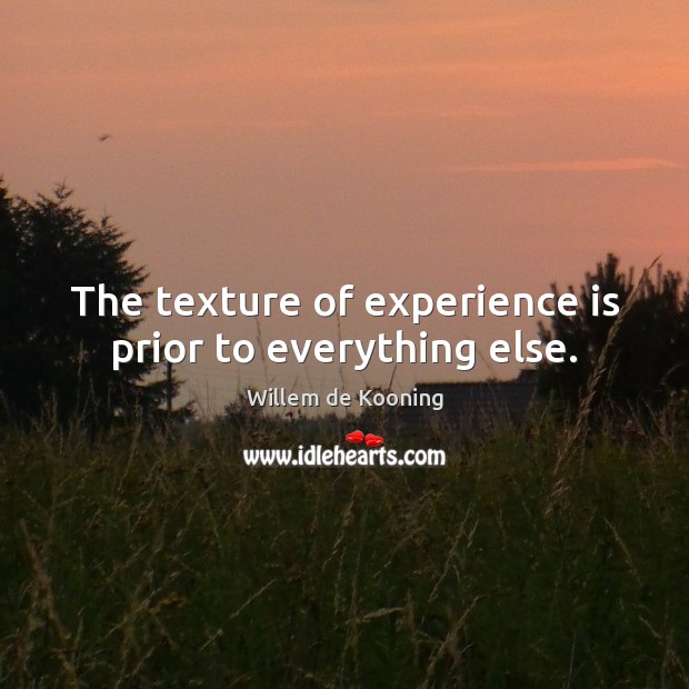 The texture of experience is prior to everything else. Image