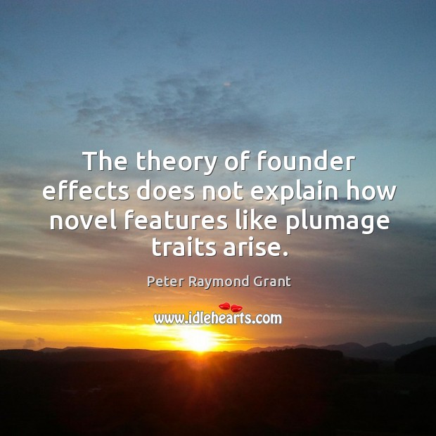 The theory of founder effects does not explain how novel features like plumage traits arise. Peter Raymond Grant Picture Quote