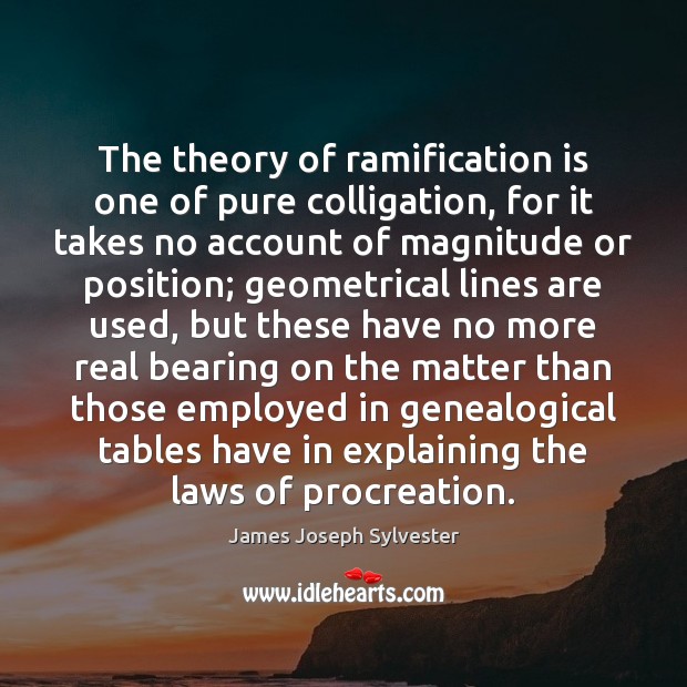 The theory of ramification is one of pure colligation, for it takes Image