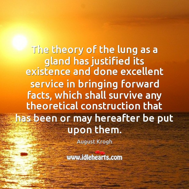 The theory of the lung as a gland has justified its existence August Krogh Picture Quote
