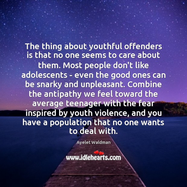The thing about youthful offenders is that no one seems to care Ayelet Waldman Picture Quote