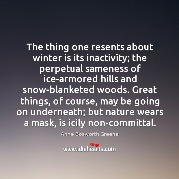 The thing one resents about winter is its inactivity; the perpetual sameness Anne Bosworth Greene Picture Quote