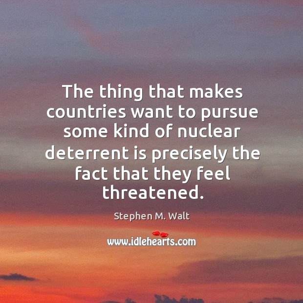 The thing that makes countries want to pursue some kind of nuclear Stephen M. Walt Picture Quote