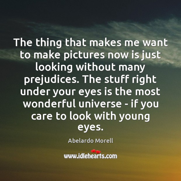 The thing that makes me want to make pictures now is just Abelardo Morell Picture Quote