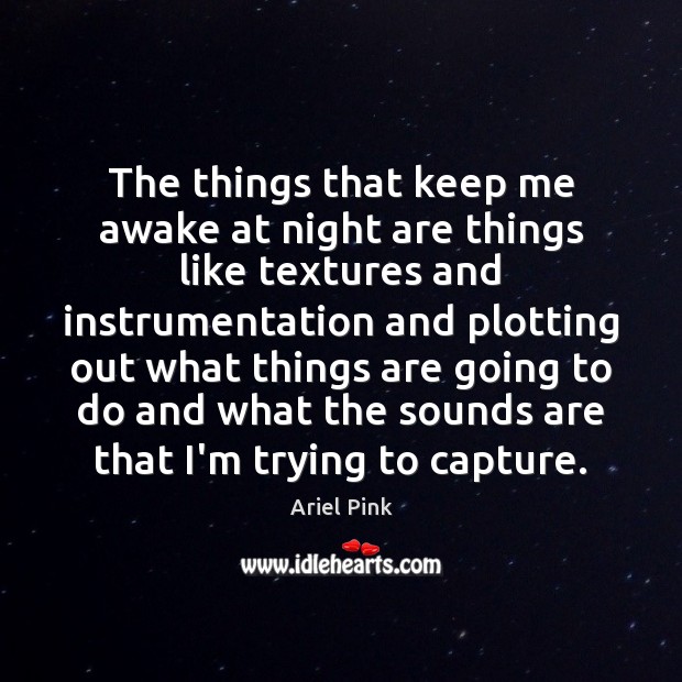 The things that keep me awake at night are things like textures Ariel Pink Picture Quote