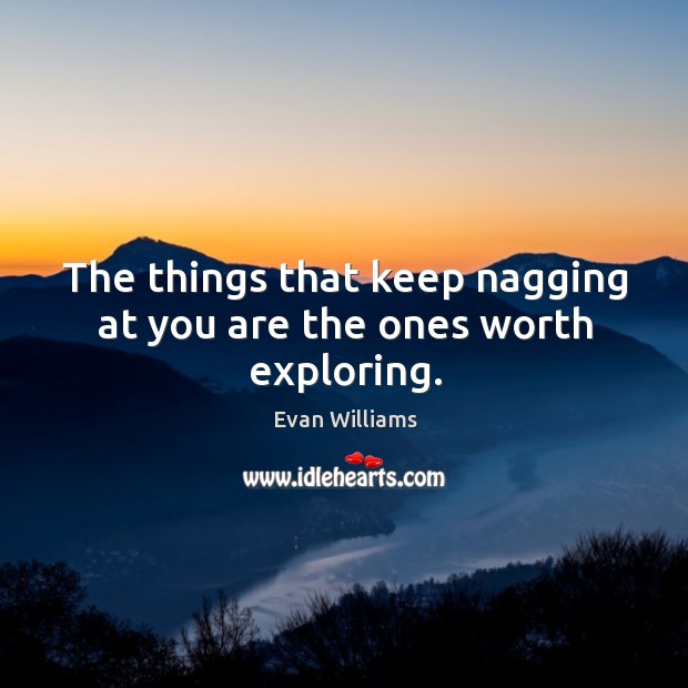 The things that keep nagging at you are the ones worth exploring. Evan Williams Picture Quote