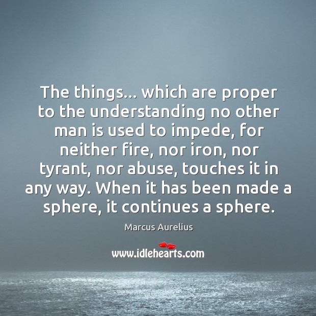 The things… which are proper to the understanding no other man is Marcus Aurelius Picture Quote