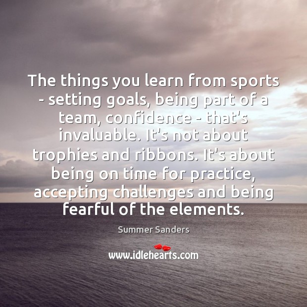 The things you learn from sports – setting goals, being part of Summer Sanders Picture Quote
