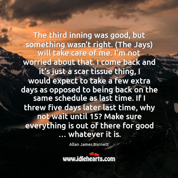 The third inning was good, but something wasn’t right. Allan James Burnett Picture Quote