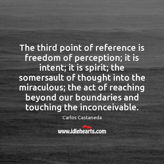 The third point of reference is freedom of perception; it is intent; Carlos Castaneda Picture Quote