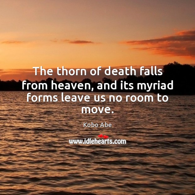 The thorn of death falls from heaven, and its myriad forms leave us no room to move. Kobo Abe Picture Quote