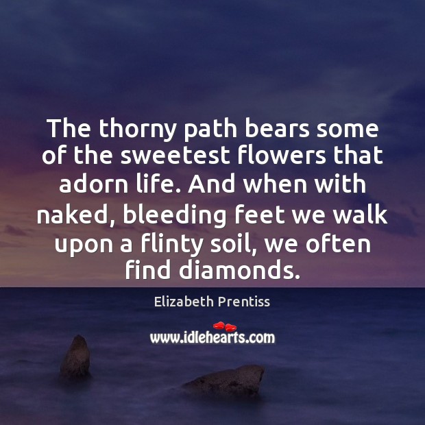 The thorny path bears some of the sweetest flowers that adorn life. Elizabeth Prentiss Picture Quote