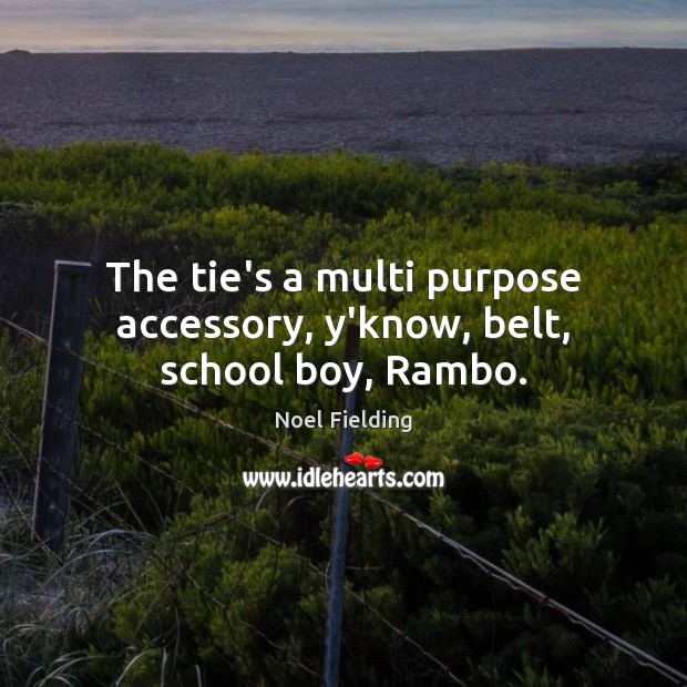 The tie’s a multi purpose accessory, y’know, belt, school boy, Rambo. Noel Fielding Picture Quote