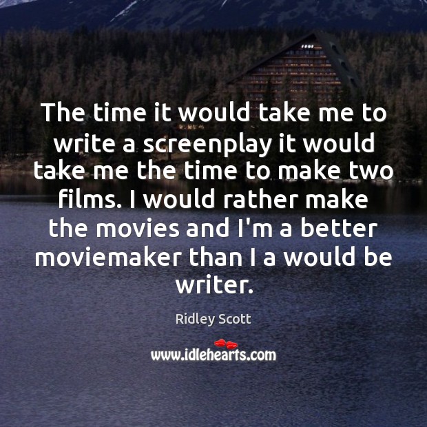The time it would take me to write a screenplay it would Ridley Scott Picture Quote