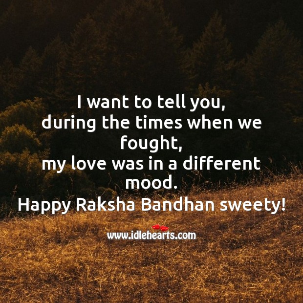 The times when we fought, my love was in a different mood. Raksha Bandhan Quotes Image