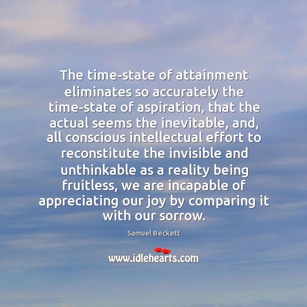 The time-state of attainment eliminates so accurately the time-state of aspiration, that Samuel Beckett Picture Quote