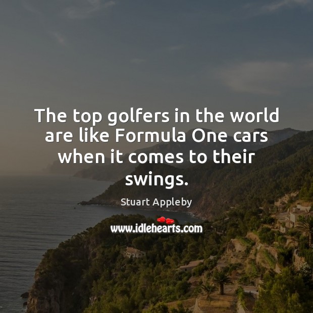 The top golfers in the world are like Formula One cars when it comes to their swings. Stuart Appleby Picture Quote