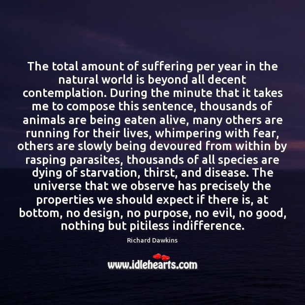The total amount of suffering per year in the natural world is Richard Dawkins Picture Quote