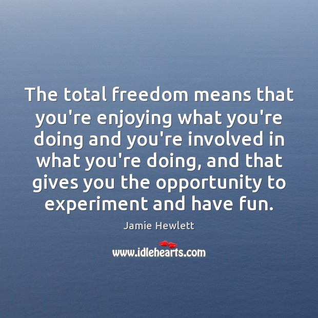 The total freedom means that you’re enjoying what you’re doing and you’re Jamie Hewlett Picture Quote
