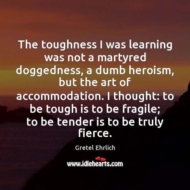 The toughness I was learning was not a martyred doggedness, a dumb Image