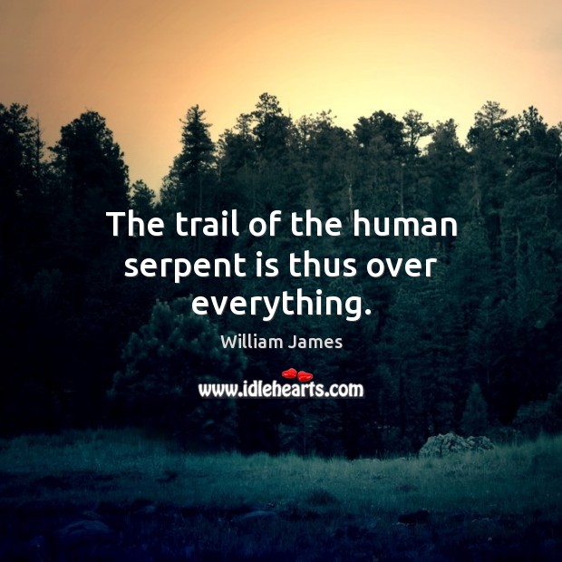 The trail of the human serpent is thus over everything. William James Picture Quote