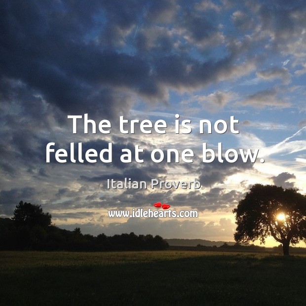 The tree is not felled at one blow. Image