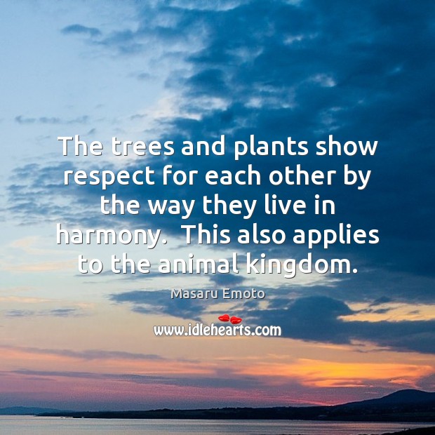The trees and plants show respect for each other by the way Masaru Emoto Picture Quote