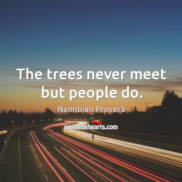 The trees never meet but people do. Namibian Proverbs Image