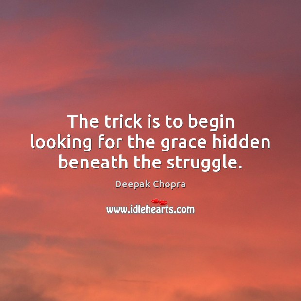 The trick is to begin looking for the grace hidden beneath the struggle. Hidden Quotes Image