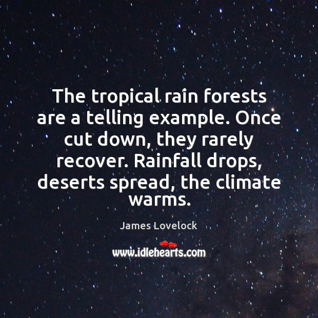 The tropical rain forests are a telling example. Once cut down, they James Lovelock Picture Quote