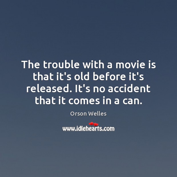 The trouble with a movie is that it’s old before it’s released. Orson Welles Picture Quote