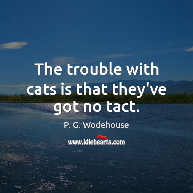 The trouble with cats is that they’ve got no tact. P. G. Wodehouse Picture Quote