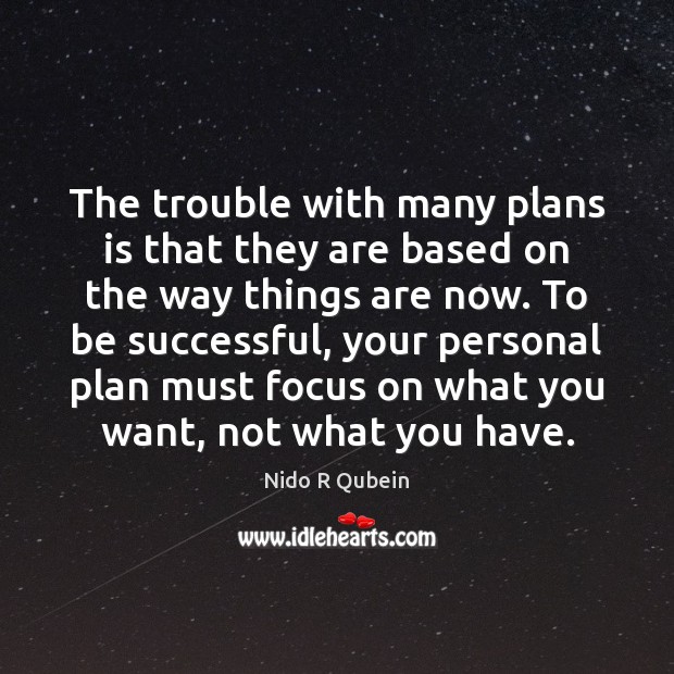 The trouble with many plans is that they are based on the Nido R Qubein Picture Quote