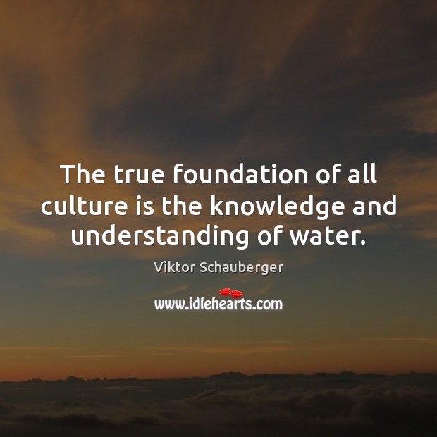 The true foundation of all culture is the knowledge and understanding of water. Viktor Schauberger Picture Quote