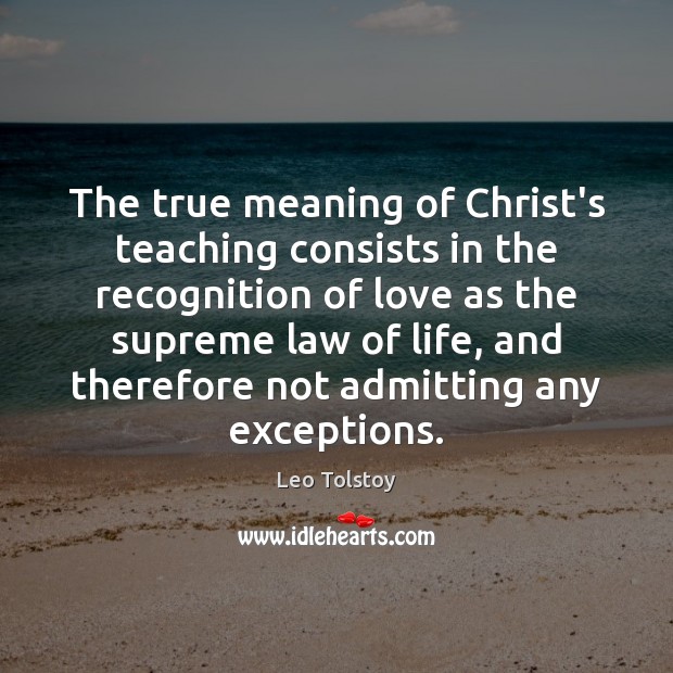 The true meaning of Christ’s teaching consists in the recognition of love Image