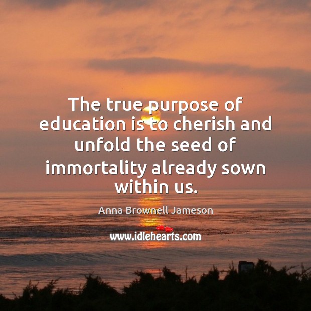 The true purpose of education is to cherish and unfold the seed Image