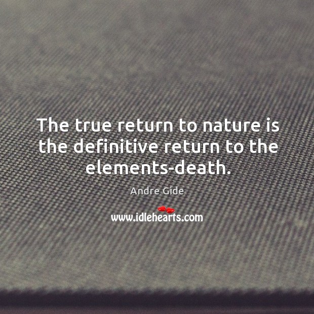 The true return to nature is the definitive return to the elements-death. Andre Gide Picture Quote