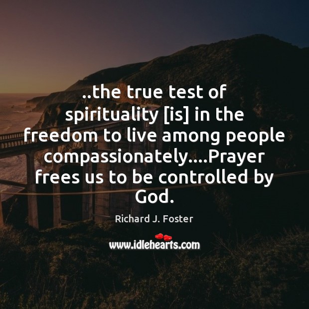 ..the true test of spirituality [is] in the freedom to live among Richard J. Foster Picture Quote