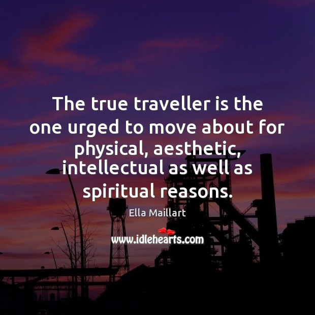 The true traveller is the one urged to move about for physical, Ella Maillart Picture Quote