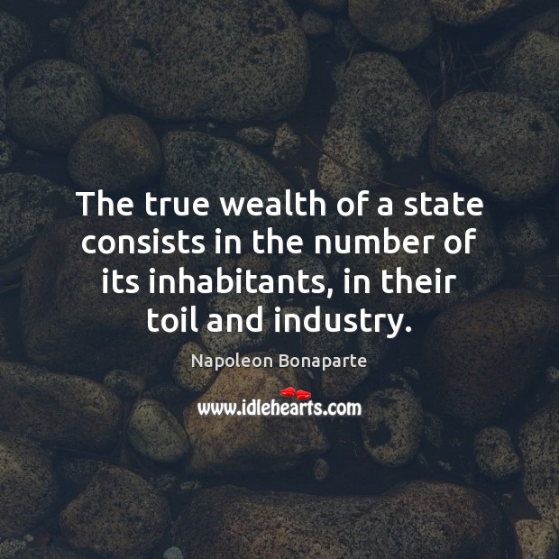 The true wealth of a state consists in the number of its Napoleon Bonaparte Picture Quote